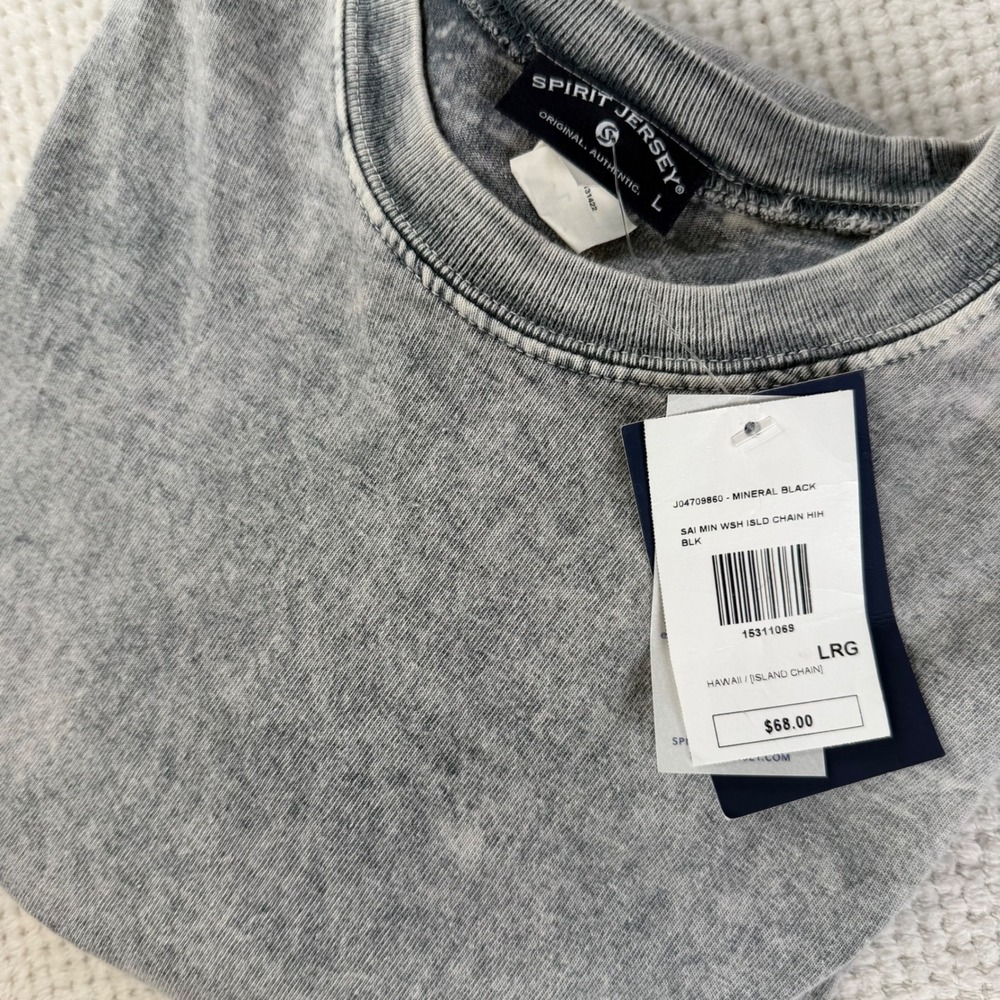 Spirit Jersey Hawaii Mineral Black Acid Wash Long Sleeve Oversized Top Large NWT